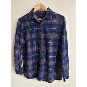 Lands End FLANNEL Cotton Shirt Women Gorpcore Outdoors Utility Purple Large